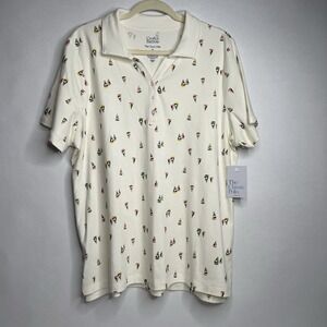 NWT Croft Barrow Womens X-Large XL‎ Classic Ivory Sailboat Polo Shirt